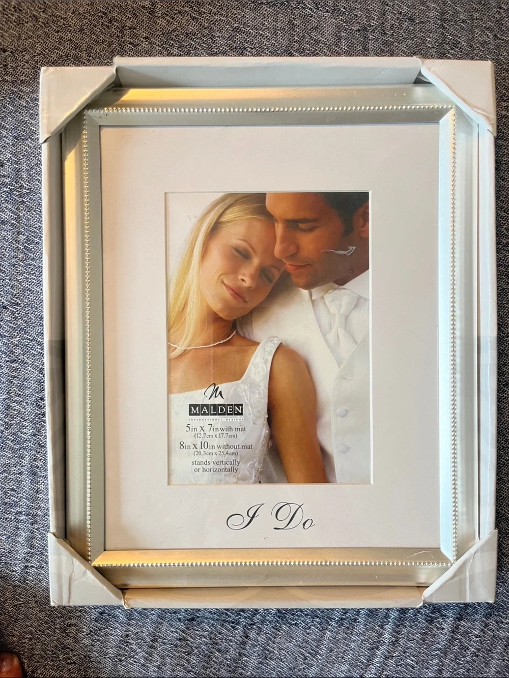 Malden Silver and White Beaded Wedding Photo Frame